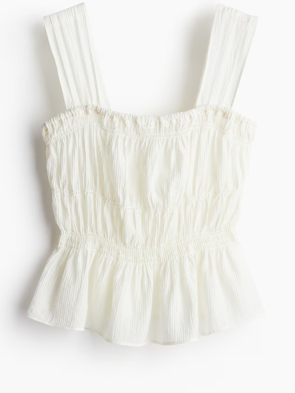 H&M Cream Smocked Peplum Cami